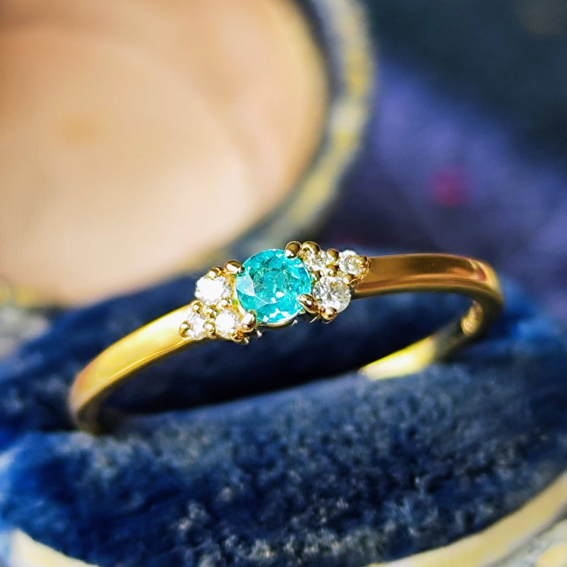 天然パライバトルマリン 天然ダイヤモンド リング