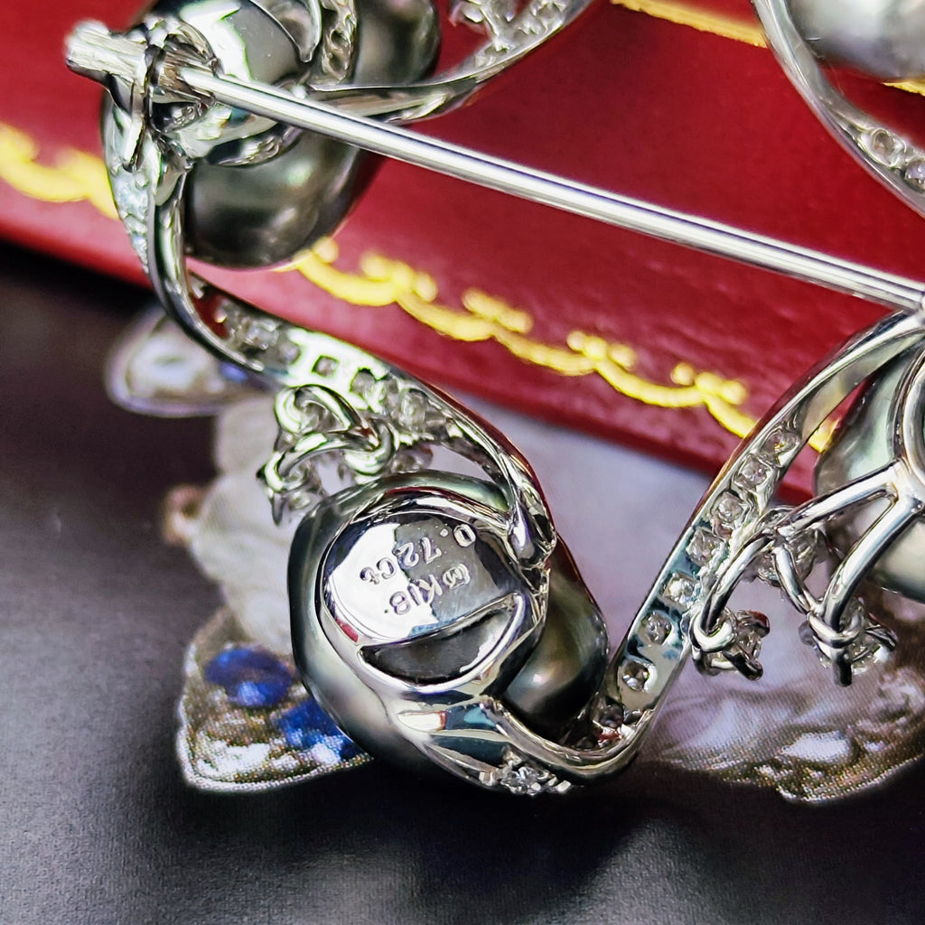 MIKIMOTO ミキモト 黒蝶真珠 ダイヤモンド ブローチ兼 ネックレス
