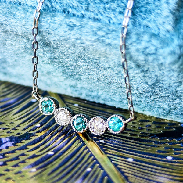 天然パライバトルマリン 天然ダイヤモンド ネックレス