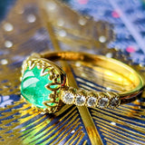 【シュガーローフ】天然エメラルド 天然ダイヤモンドリング