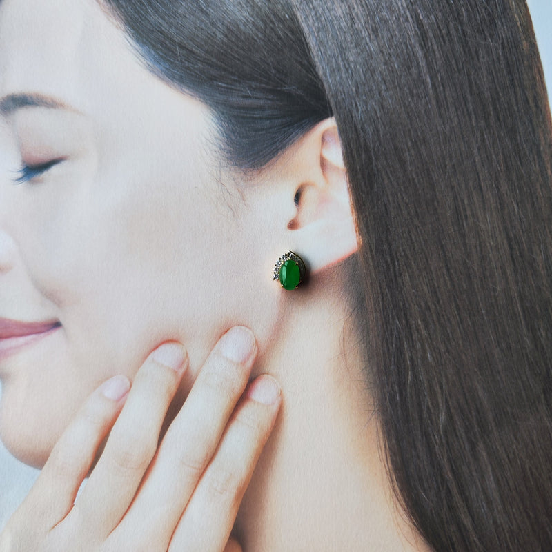 天然翡翠 天然ダイヤモンド ピアス