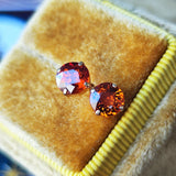 天然スぺサルティンガーネット 18金ピアス