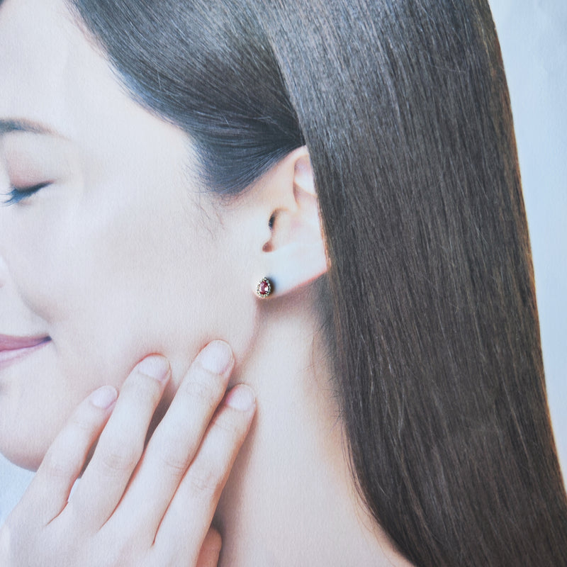 天然パパラチアサファイア 天然ダイヤモンド ピアス