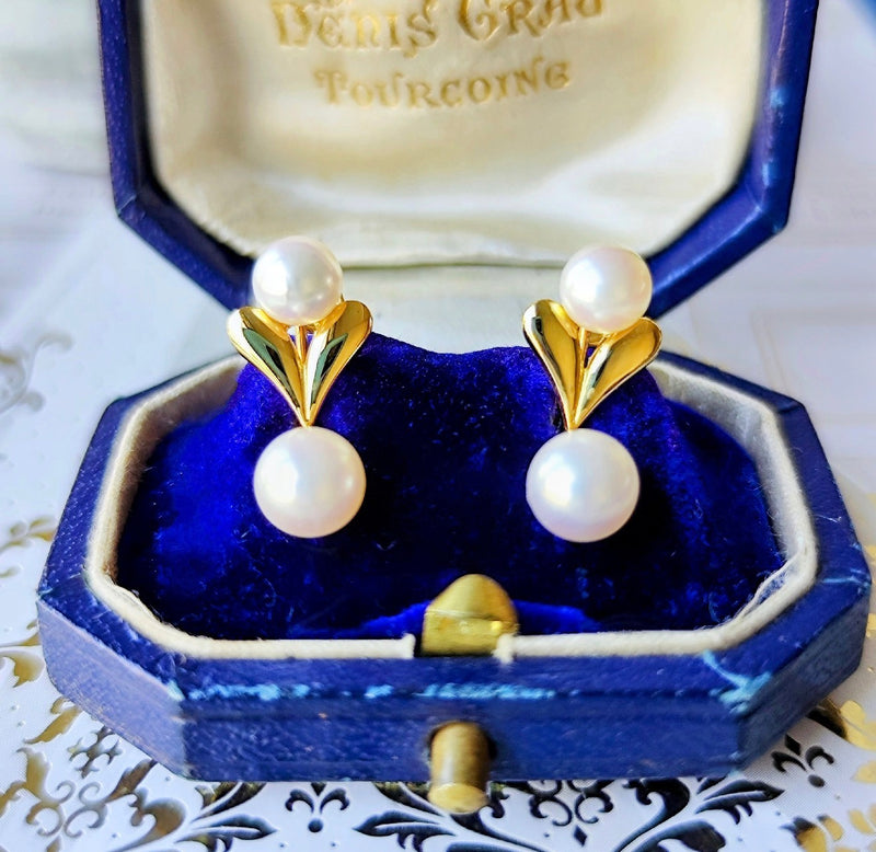 MIKIMOTO ミキモト あこや真珠 ハートモチーフ イヤリング