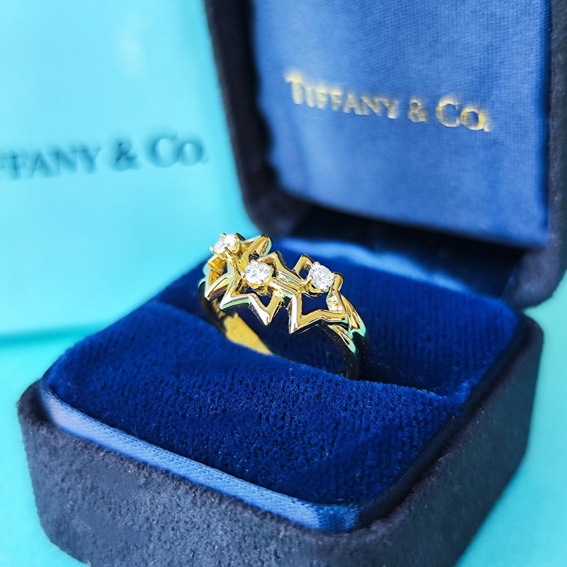 TIFFANY&Co ティファニー トリプルスター ダイヤモンドリング 18金YG 11号
