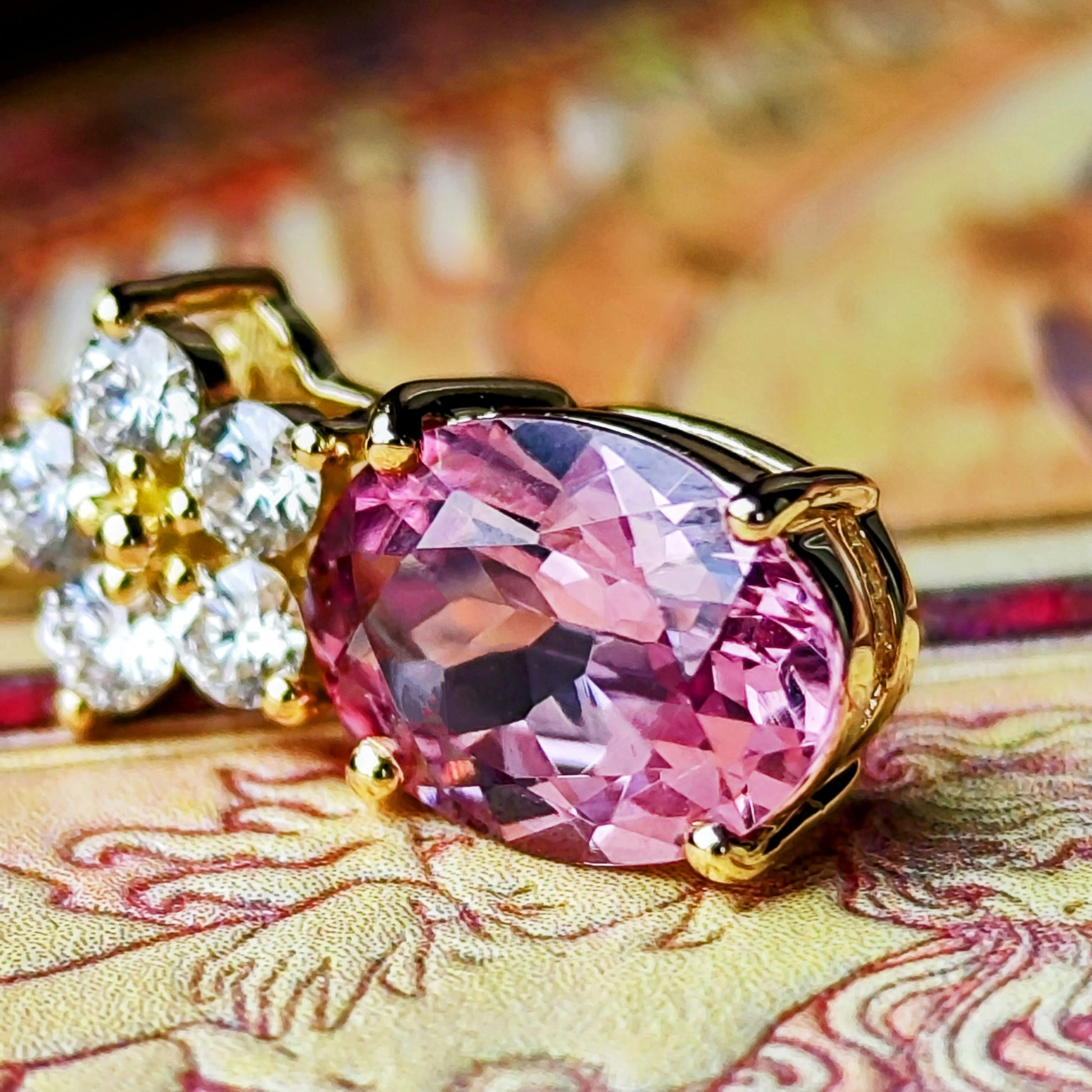 天然マラヤガーネット 1.30ct 天然ダイヤモンド ネックレス