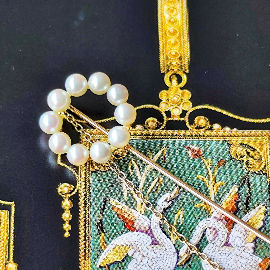 MIKIMOTO ミキモト あこや真珠ピンブローチ サークルモチーフ