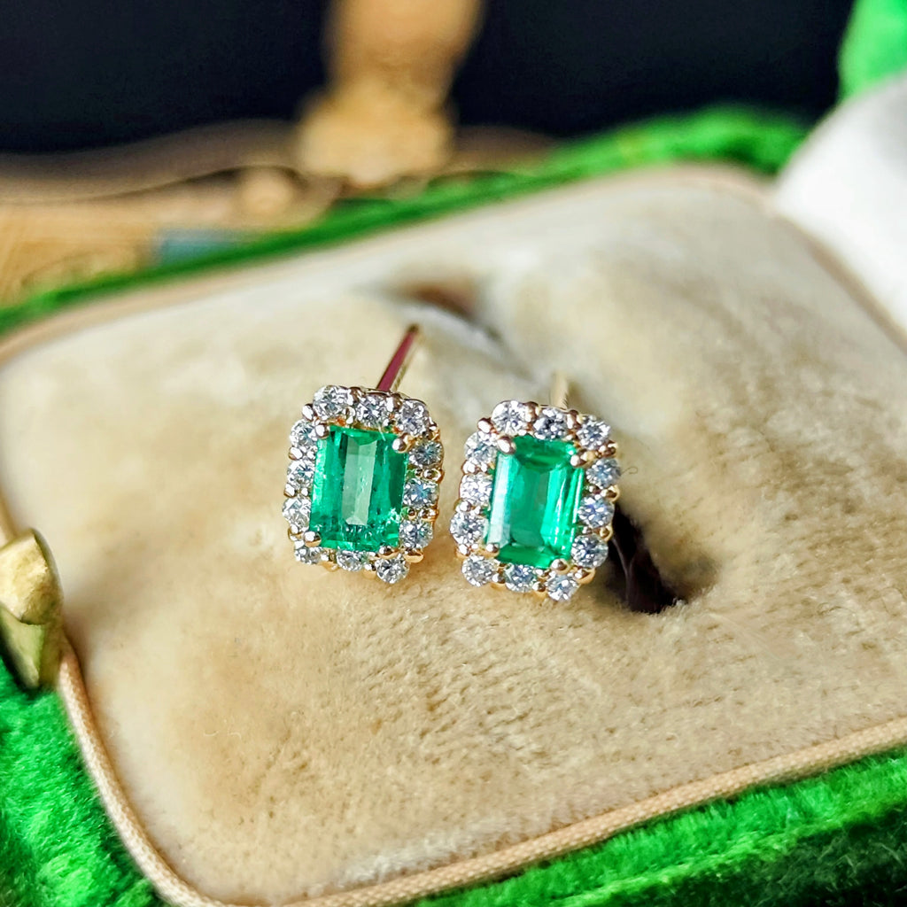 天然エメラルド 天然ダイヤモンド 18金ピアス