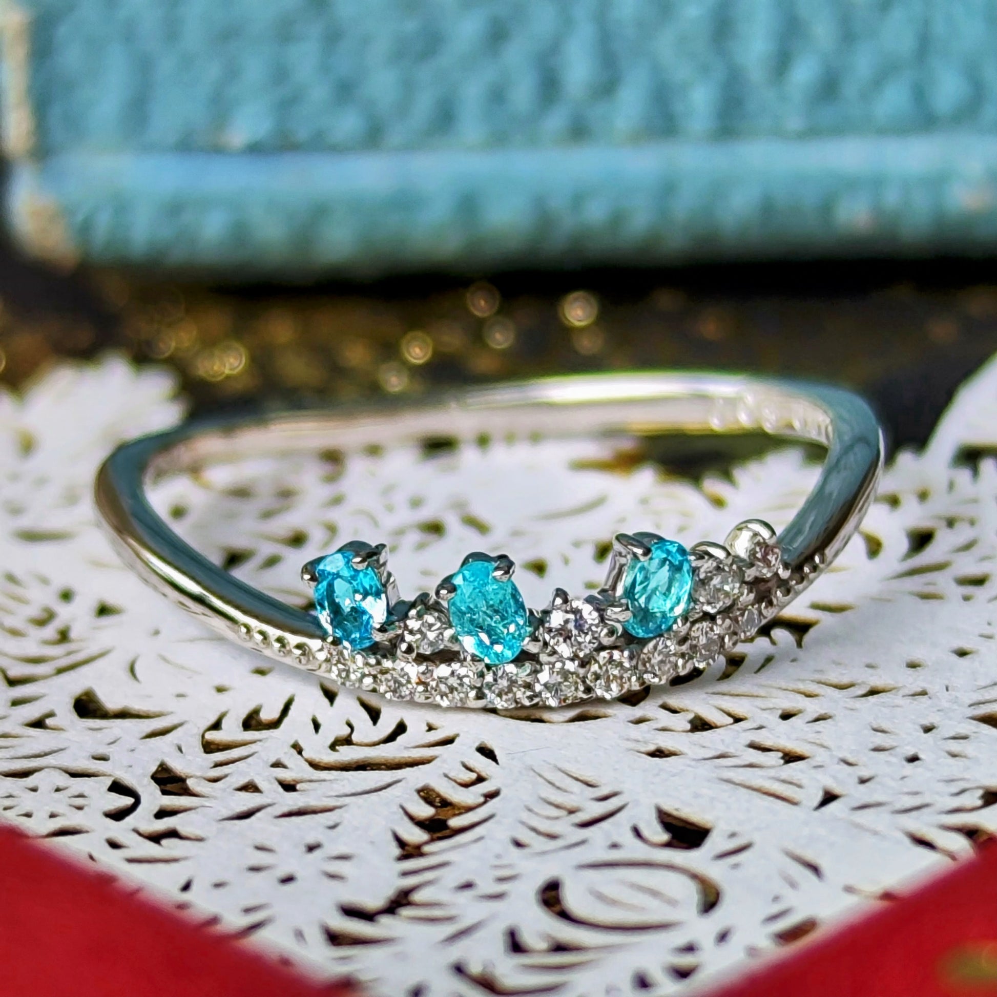 天然パライバトルマリン 天然ダイヤモンド プラチナリング