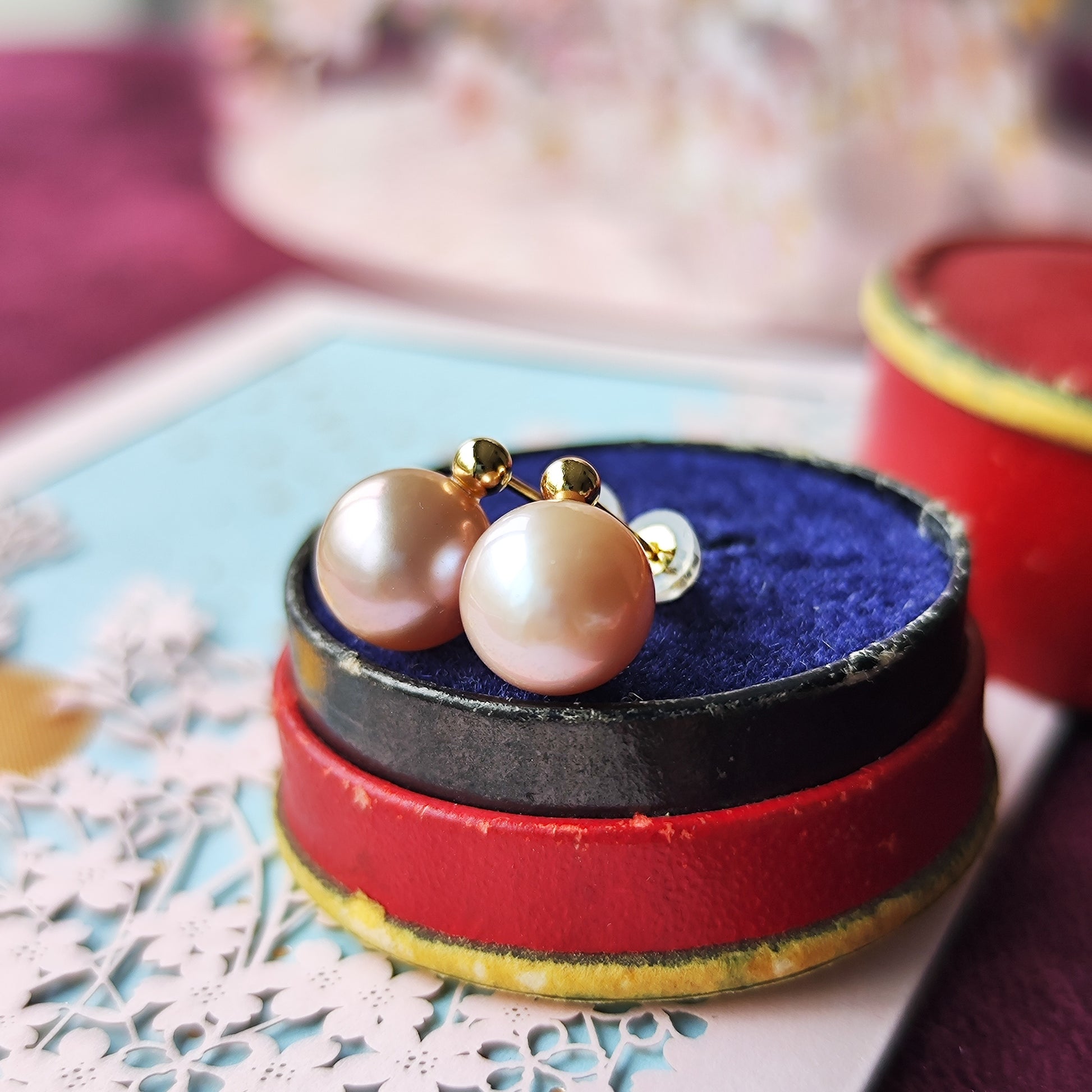 【さくらパール】夜桜 18金ピアス