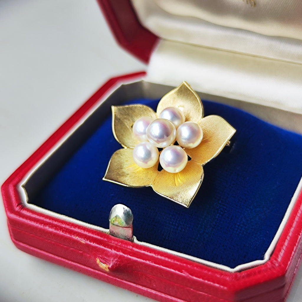[Vintage MIKIMOTO] MIKIMOTO Akoya Pearl 14K Gold Brooch / Pendant Top ③