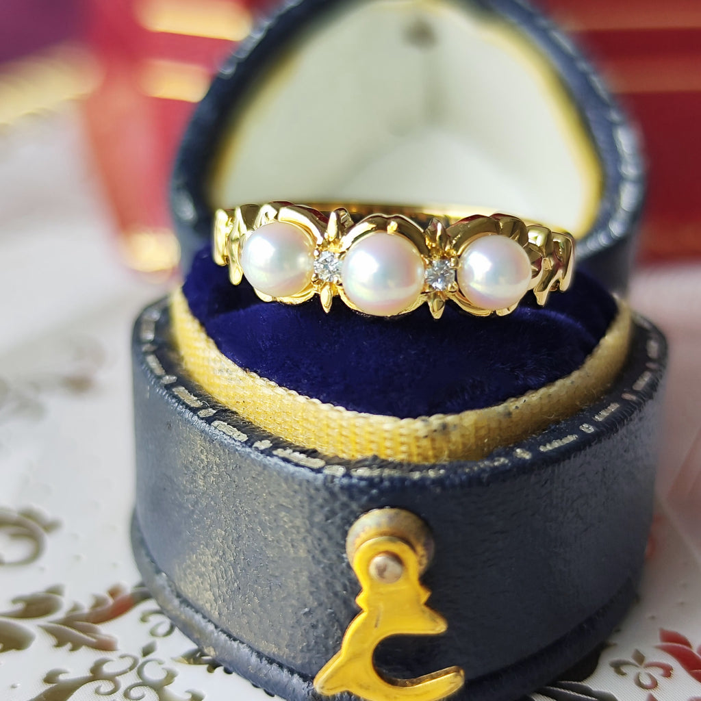 MIKIMOTO ミキモト あこや真珠 天然ダイヤモンド リング