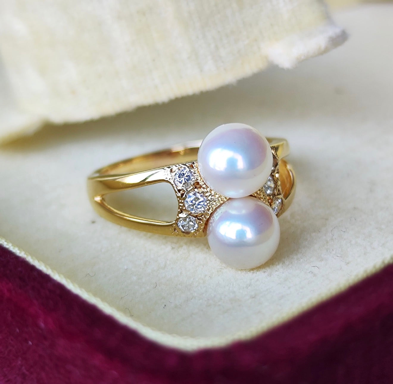 MIKIMOTO ミキモト あこや真珠 ダイヤモンド 18金リング