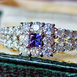 【再出品】天然アレキサンドライト プリンセスカット 天然ダイヤモンド リング