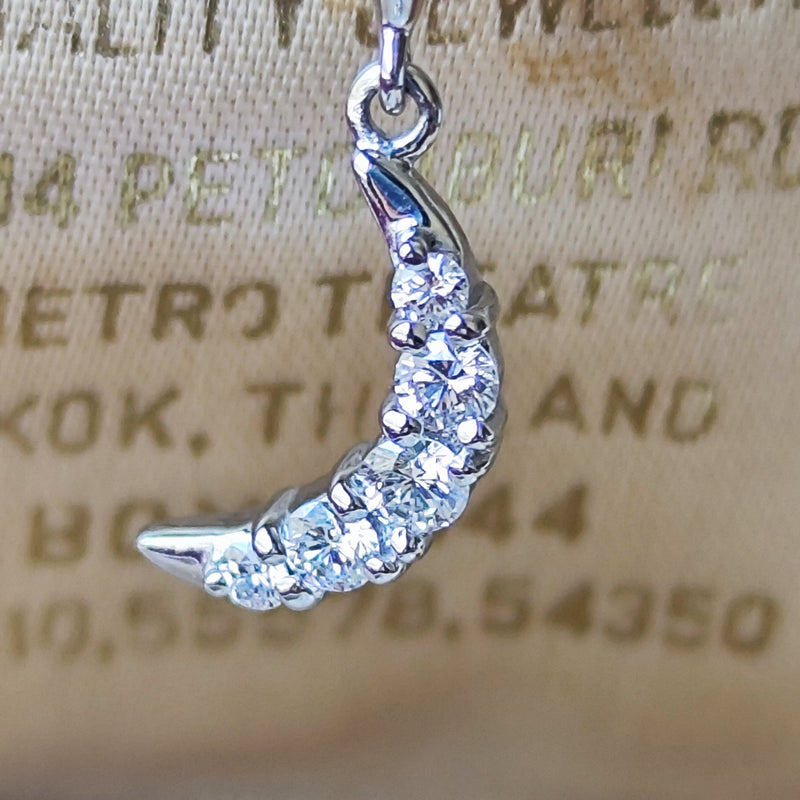 MIKIMOTO ミキモト 天然ダイヤモンド 三日月 ネックレス 18金WG