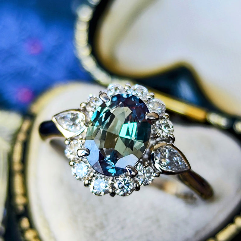 【大粒 1.346ct】天然アレキサンドライト 天然ダイヤモンド リング