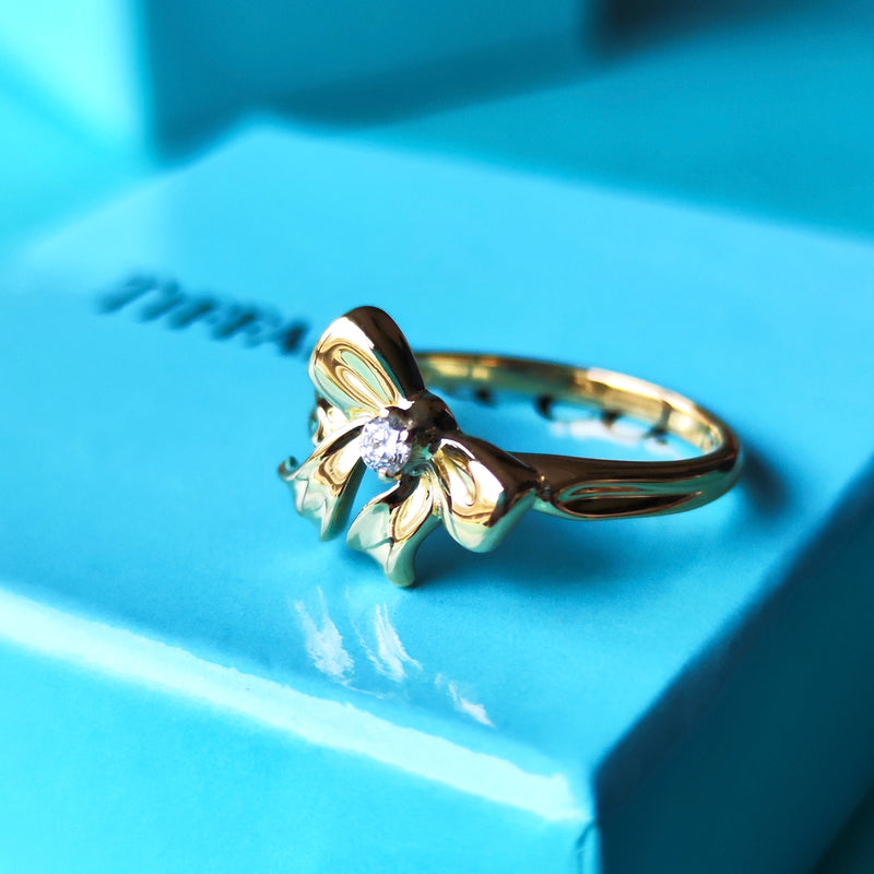 TIFFANY&Co ティファニー リボンリング ダイヤモンド K18YG