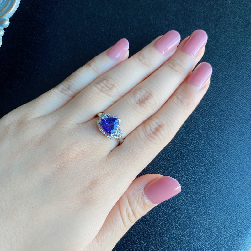 天然タンザナイト 1.91ct 天然ダイヤモンド リング