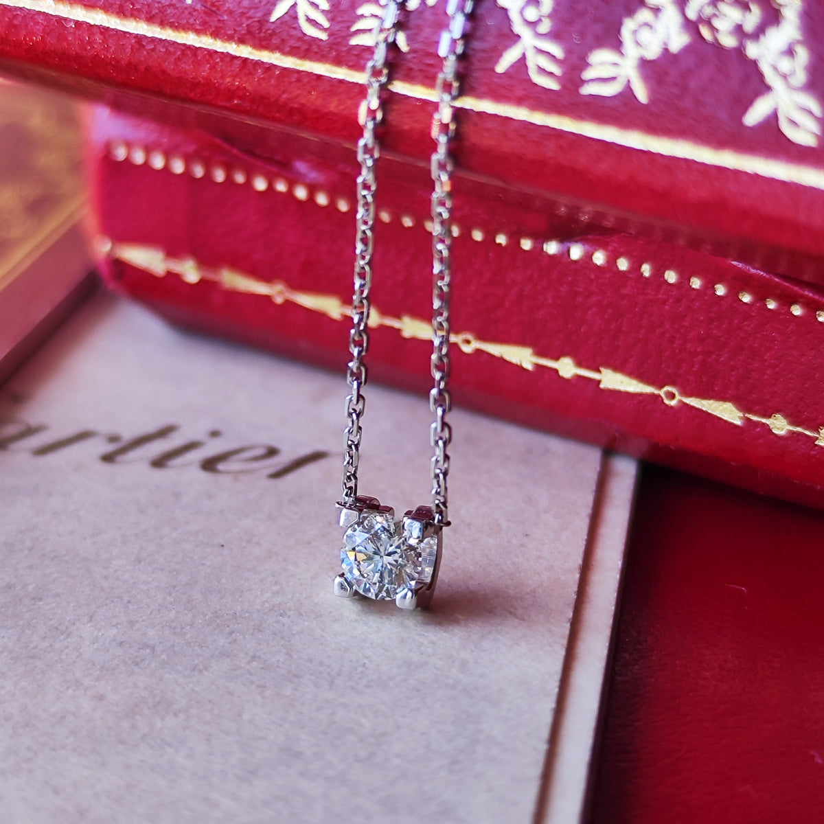 Cartier カルティエ ダイヤモンド 0.30ct H VS1 3EX ネックレス 18金WG