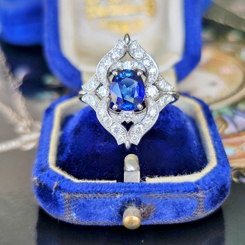 【ロイヤルブルー 大粒】天然サファイア 1.60ct 天然ダイヤモンド リング