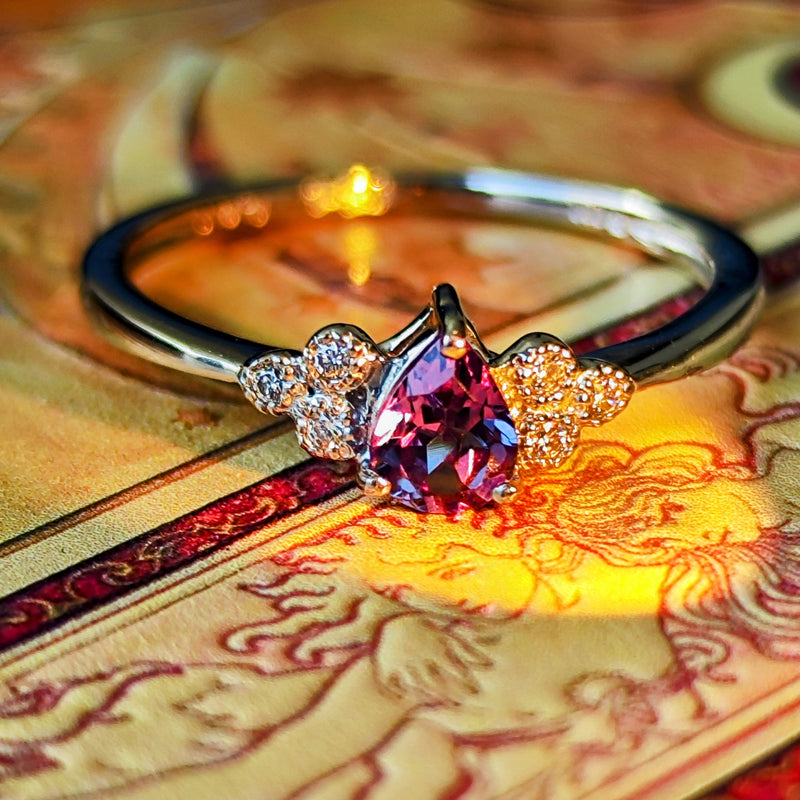 天然カラーチェンジガーネット 天然ダイヤモンド リング