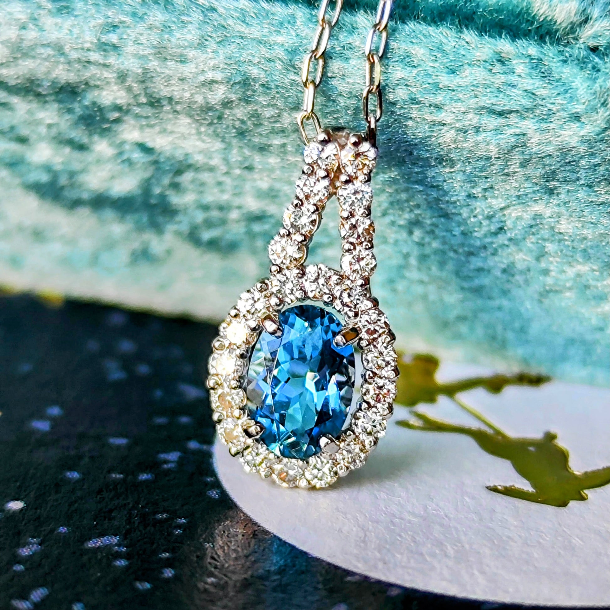 【サンタマリア】天然アクアマリン 天然ダイヤモンド ネックレス