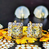 天然ダイヤモンド プリンセスカット 18金ピアス