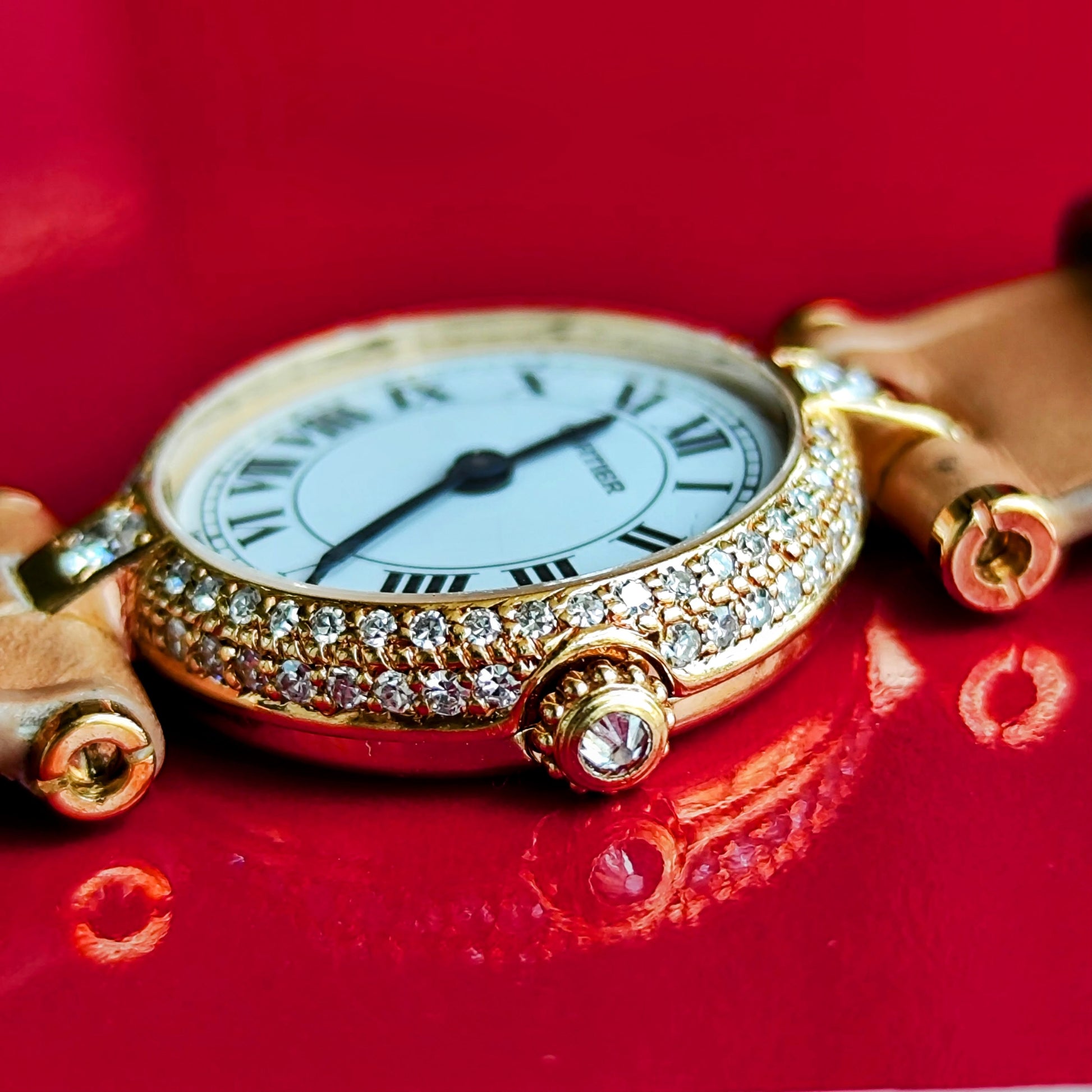 Cartier カルティエ ミニVLCヴァンドーム 18金無垢 純正ダイヤ クォーツ腕時計