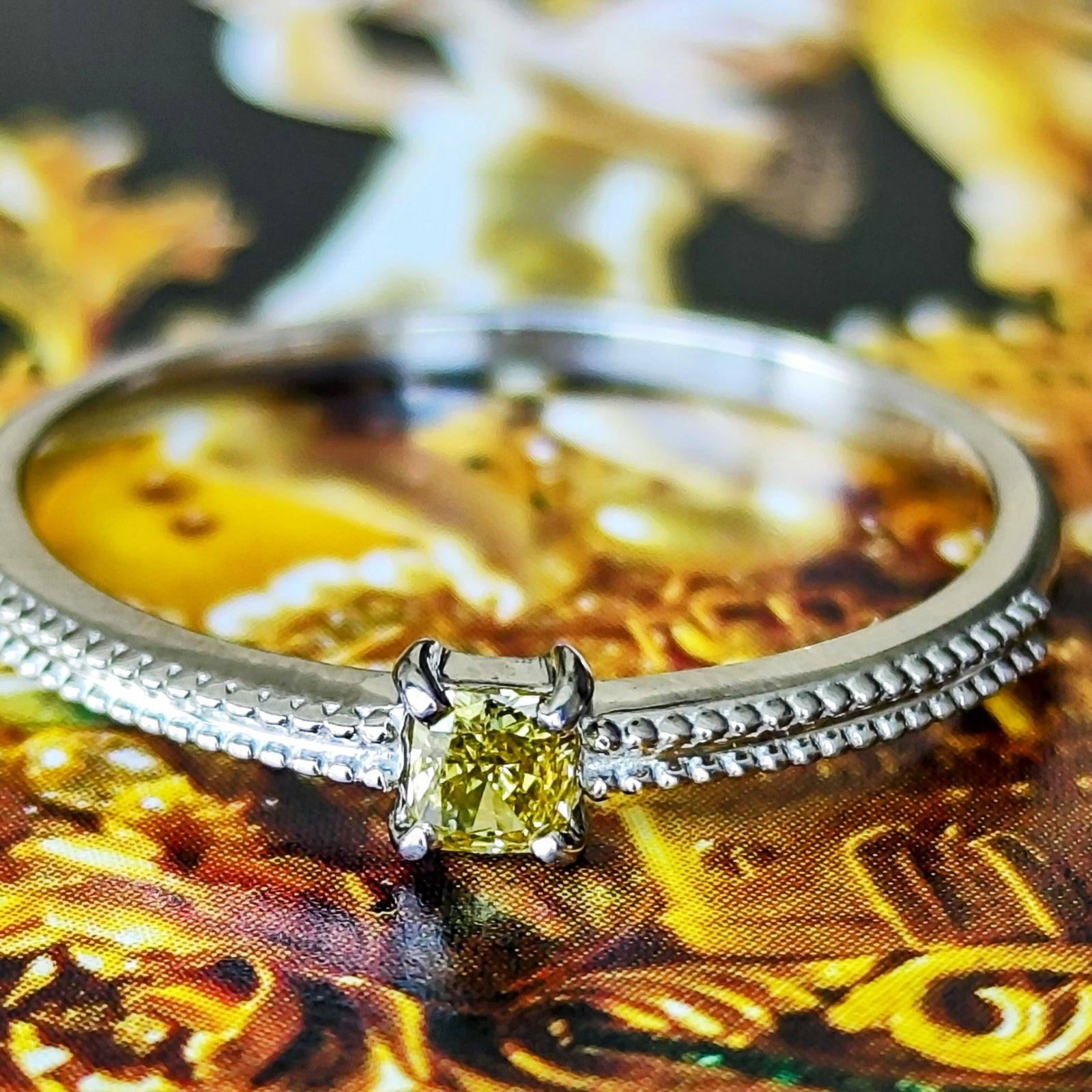 大人上品なおすすめコーデ カラーダイヤ】天然ダイヤモンド FANCY DEEP YELLOW リング アクセサリー