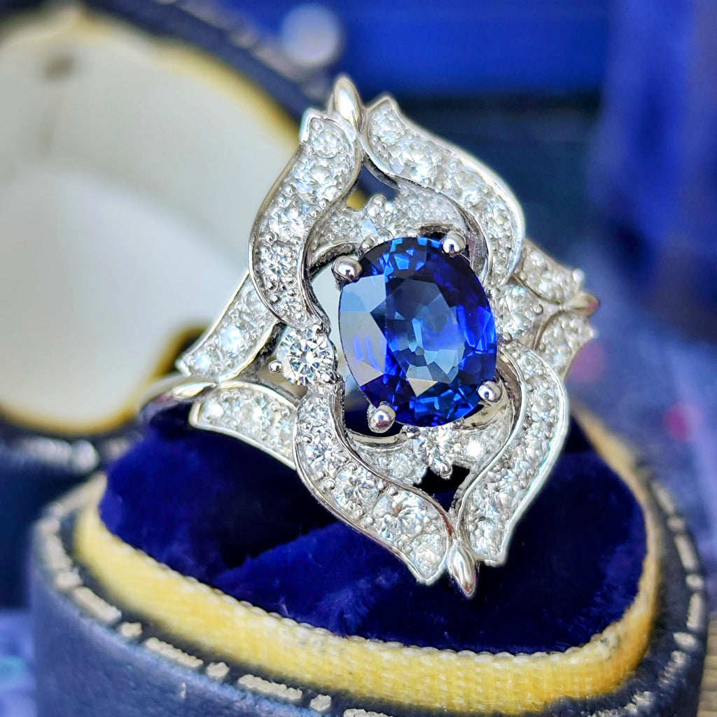 【ロイヤルブルー 大粒】天然サファイア 1.60ct 天然ダイヤモンド リング