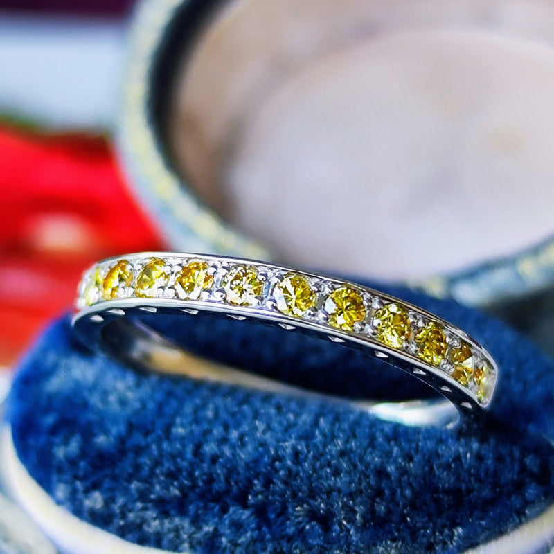 【イエローダイヤ】天然ダイヤモンド ハーフエタニティリング