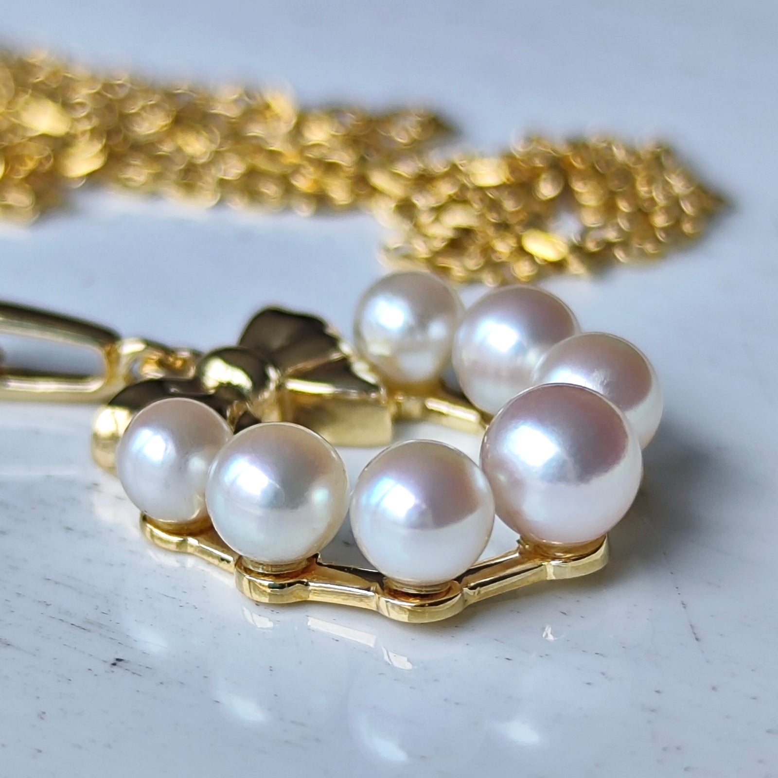 ミキモト　アコヤ真珠 ベビーパールネックレス MIKIMOTO ミキモト あこや真珠 ベビーパール リボン ネックレス