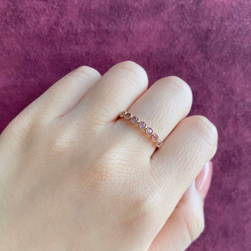 天然パパラチアサファイア ハーフエタニィリング