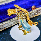 天然アクアマリンキャッツアイ 天然ダイヤモンド ネックレス