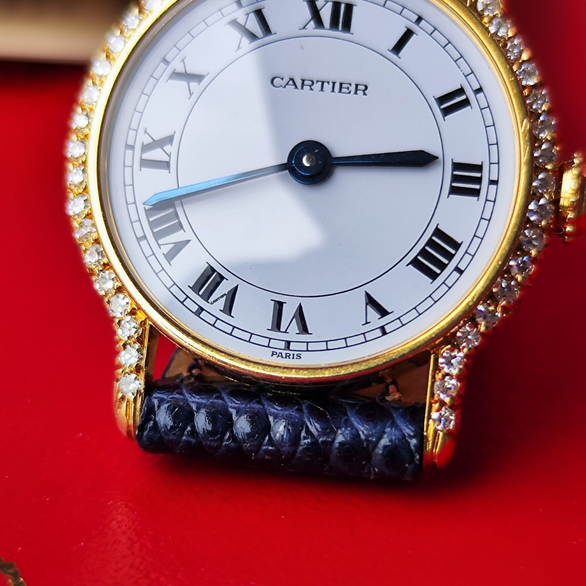 【OH済み】Cartier カルティエ Riviera 
リヴィエラ 金無垢 純正ダイヤ Paris表記 手巻き腕時計