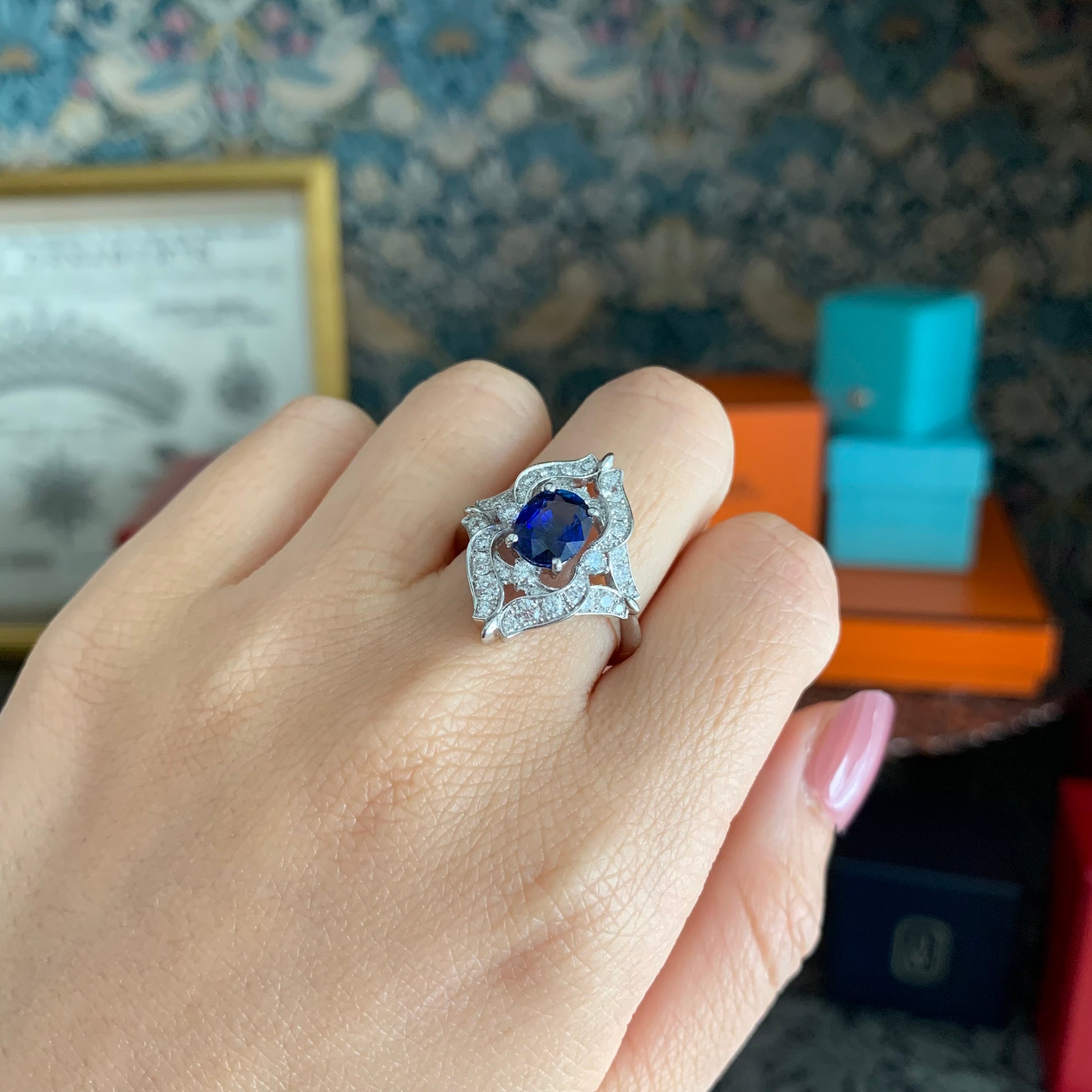 【ロイヤルブルー 大粒】天然サファイア 1.60ct 天然ダイヤモンド リング