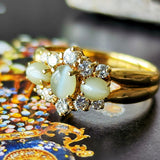 天然クリソベリルキャッツアイ 天然ダイヤモンド リング