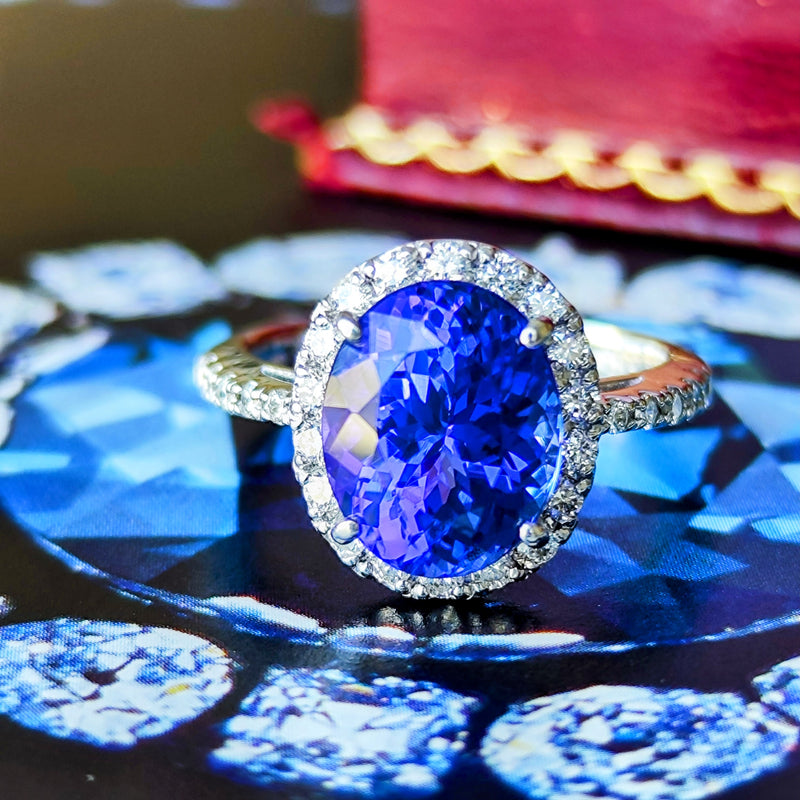 【大粒 4.22ct】天然タンザナイト 天然ダイヤモンド リング