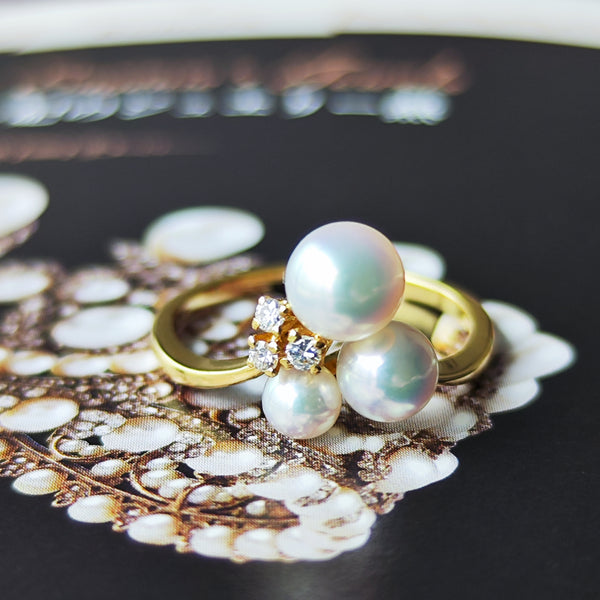 MIKIMOTO ミキモト あこや真珠 天然ダイヤモンド リング