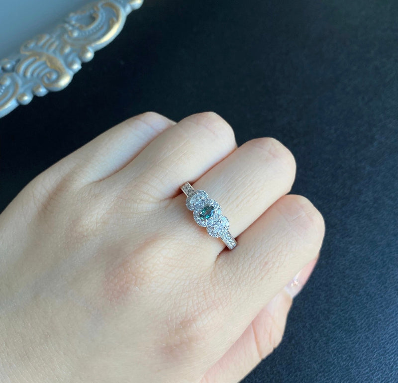 天然アレキサンドライト 天然ダイヤモンド プラチナリング