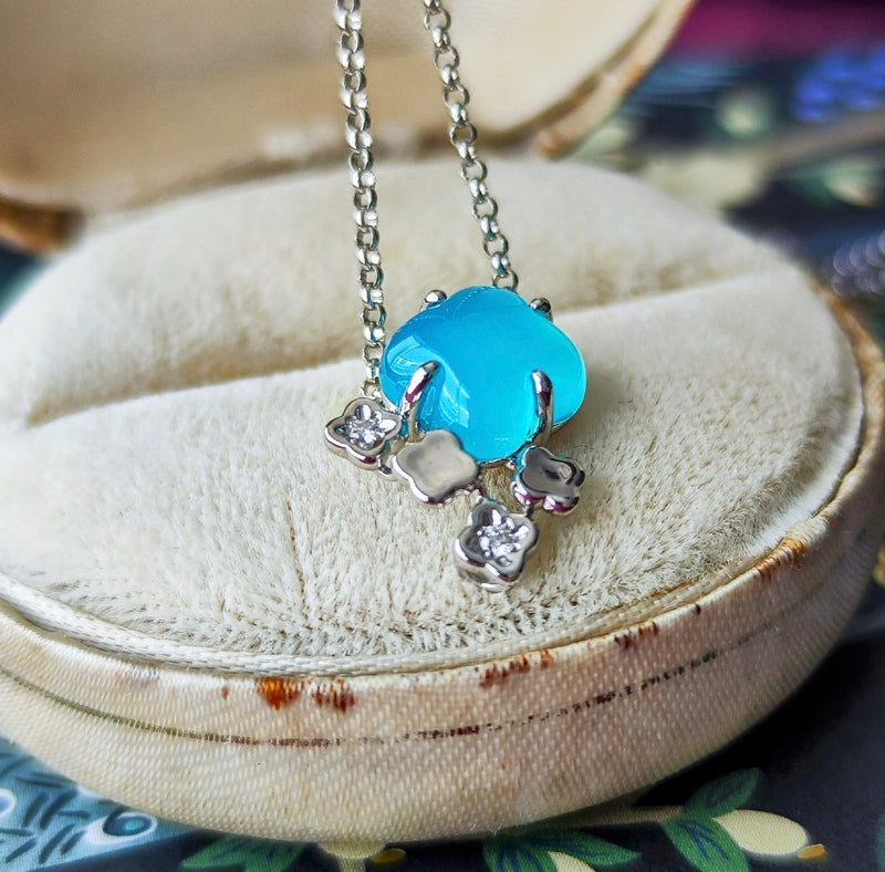 TASAKI 田崎真珠 シーブルーカルセドニー 天然ダイヤモンド ネックレス 18金WG