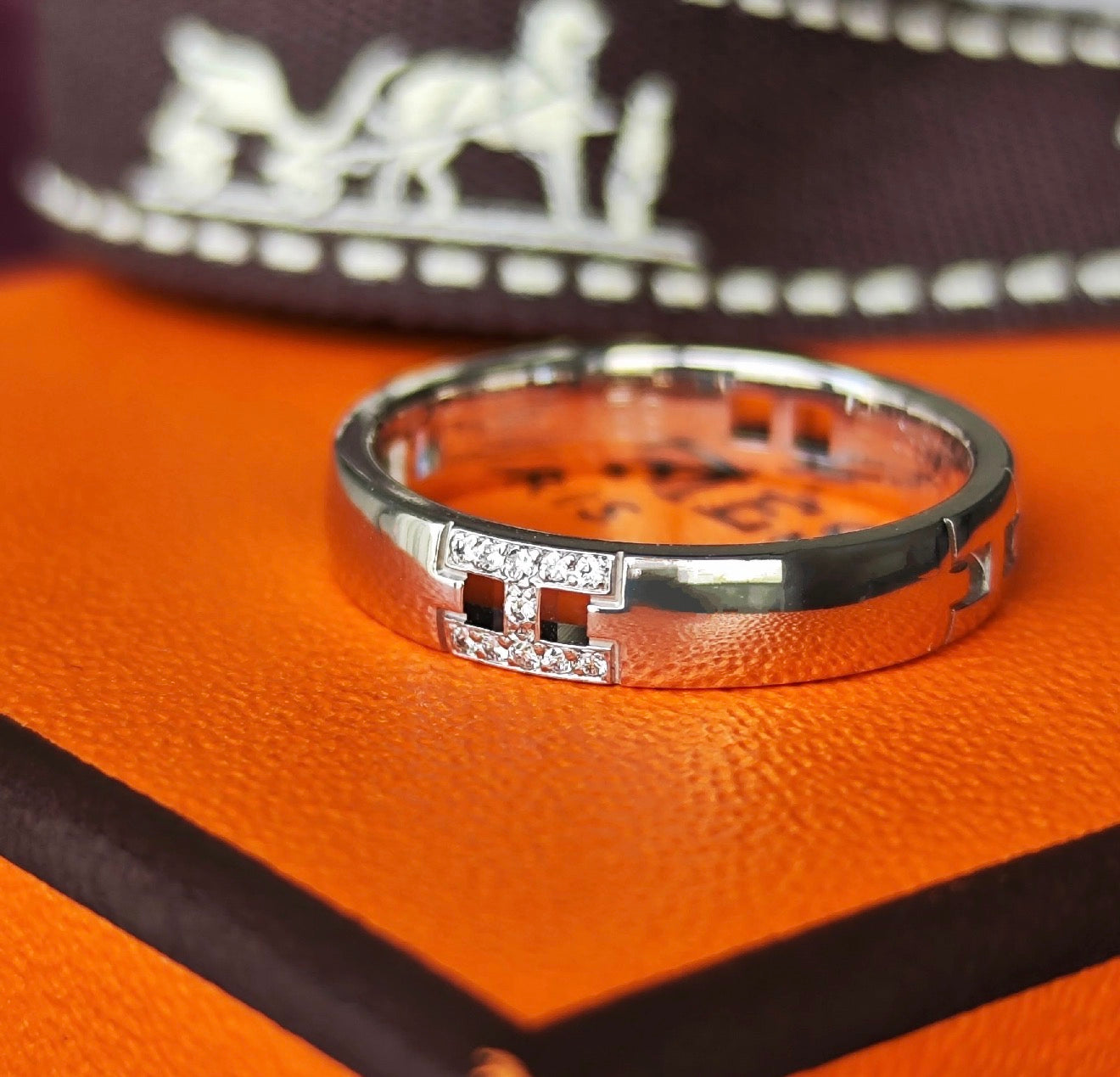 HERMES エルメス ヘラクレス ダイヤモンドリング K18WG 8号
