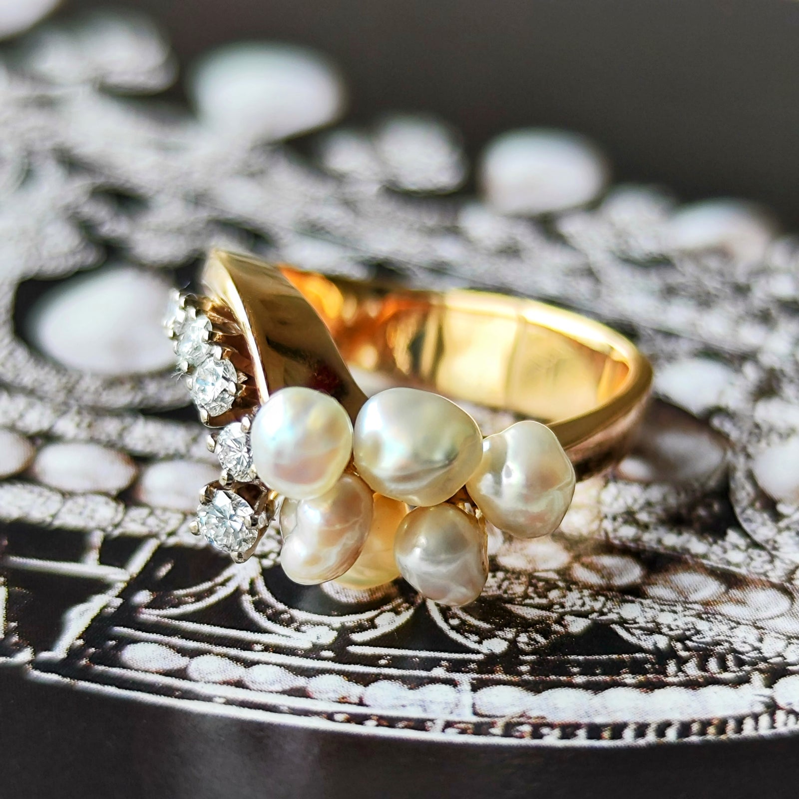 ジョージジェンセン　天然ダイヤモンドリング　指輪　D0.025ct シルバー Georg Jensen ジョージジェンセン 天然ダイヤモンド 淡水パール