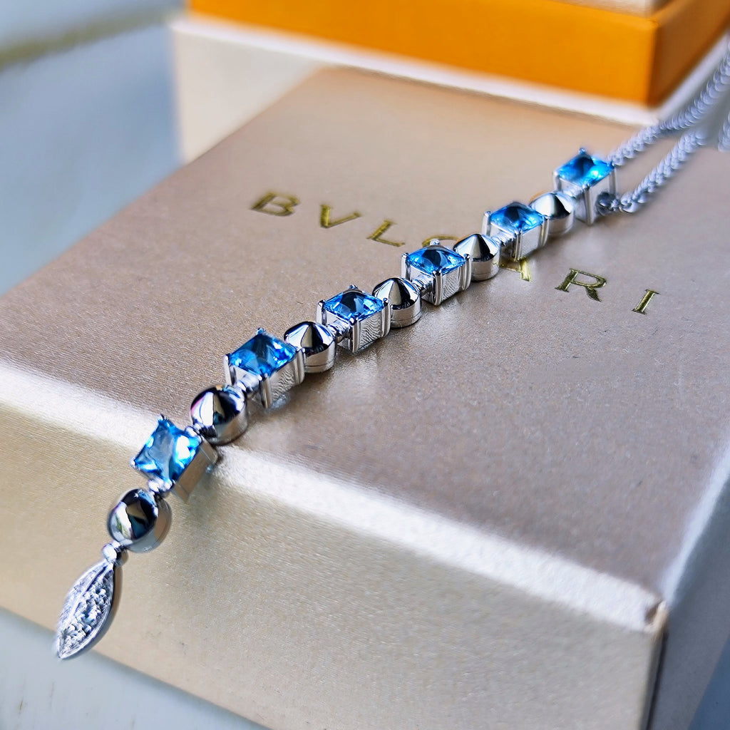 BVLGARI ブルガリルチア ブルートパーズ ダイヤモンド ネックレス 18金WG
