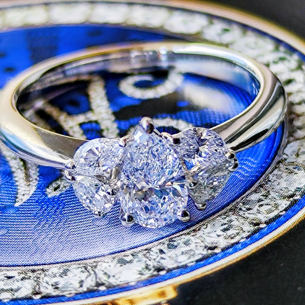 TASAKI 田崎真珠 天然ダイヤモンド ペアシェイプ 0.64ct 0.41ct プラチナリング