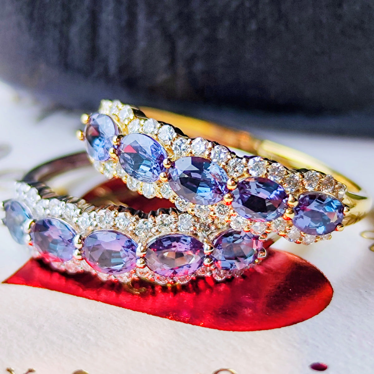 天然アレキサンドライト 0.71ct 天然ダイヤモンド プラチナリング