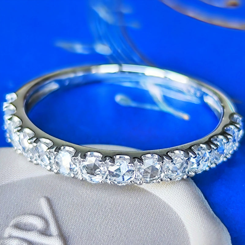 【ローズカット】天然ダイヤモンド ハーフエタニティリング プラチナ