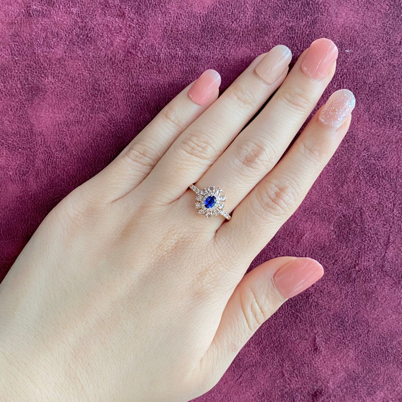 【ロイヤルブルー】スリランカ産 天然サファイア 天然ローズカットダイヤモンド GIA