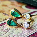 天然エメラルド 天然ダイヤモンド 18金ピアス