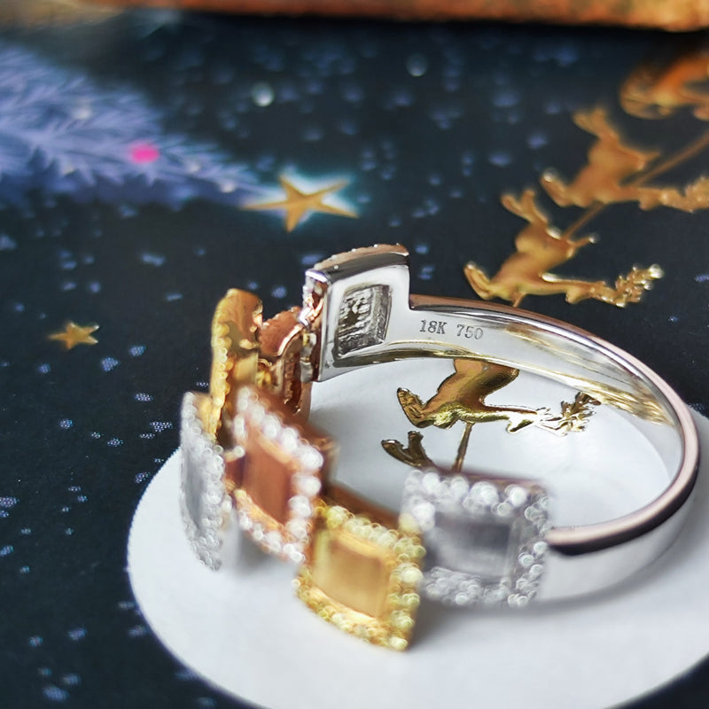 天然ダイヤモンド スリーカラー 18金リング